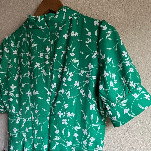 NWT Alexia Admor Emery Cap Sleeve Collared Fit & Flare Green Midi Dress 6 - Picture 9 of 16